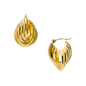 Boucles d'oreilles pour femmes en or 18 carats, boucles d'oreilles en or en forme de larme et de cœur, acier inoxydable. - Product Image 6