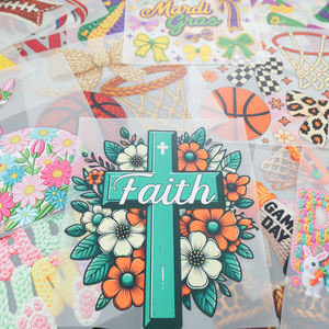 Fournisseur chinois de transfert DTF floral fantaisie sur le thème de la santé mentale, de la foi, de la lutte contre le cancer du sein, de la Bible et de Jésus pour t-shirts - Product Image 4