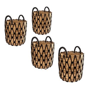 Juego de cestas 4 piezas fibra natural Natural y Negro CP904BA 8694 - Product Image 1