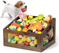Boîte de rangement en bois pour jouets de chien, bac de rangement pour jouets de chien, organisateur de rangement pour chiens, grand panier de rangement pour jouets de chat pour salon et extérieur