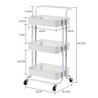Chariot de rangement mobile à 3 niveaux en métal pour légumes et épices, multifonctionnel pour cuisine et salon, avec roulettes