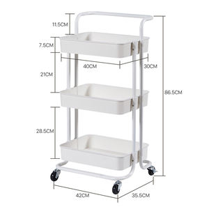Household 3-tier Metal Rolling Cart <strong>Vegetable</strong> <strong>Rack</strong> Bathroom Kitchen Storage Trolley Rackwith <strong>Wheels</strong> - Product Image 2