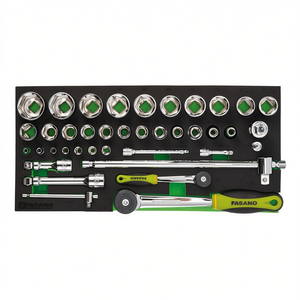 Fasano <b>Socket</b> Set 1/4 3/8 1/2 Inch Drive Metric And Standard SAE With Ratchet And <b>Extensions</b> For Auto Repair - Product Image 2