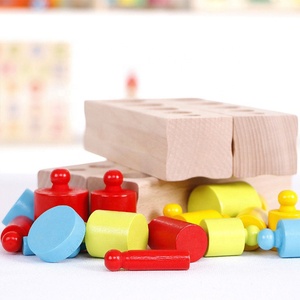 Zoccolo colorato Blocchi Blocchi di <span class=keywords><strong>Legno</strong></span> Giocattoli Per I Bambini di Sviluppo blocchi Di <span class=keywords><strong>Legno</strong></span> del giocattolo <span class=keywords><strong>Montessori</strong></span> - Product Image 6