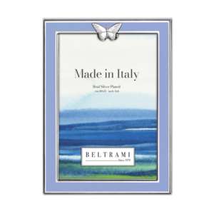 Beltrami Photo <b>Frame</b> <b>4x6</b> Silver Plated Metal <b>Frame</b> With Butterfly Decor Made In Italy - Product Image 1