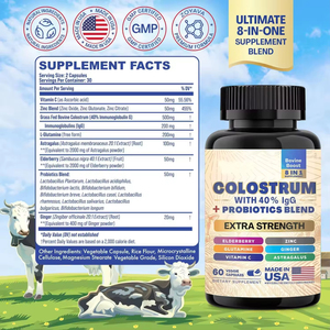 VitaHall High Quality Bovine <strong>Colostrum</strong> <strong>Capsules</strong> with Probiotics for Gut Health Support-Adult Use 60 <strong>Capsules</strong> - Product Image 2