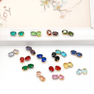 Strass ovales cousus à la main, base or et argent, 12 facettes, qualité A, pour accessoires de robe de mariée et de chaussures - Product Image 2