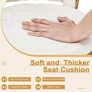 Sillas de Bar de Diseño Moderno y Elegante Estilo Nórdico en Terciopelo <span class=keywords><strong>Blanco</strong></span> con Detalles Dorados, Sillas Altas para Comedor, Lujosas Sillas de Bar de Terciopelo - Product Image 2