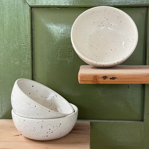 Premium Handmade Ceramic Speckled White Soup Bowl Glazed Microwave Safe Oven Safe Durable Hotel Restaurant <b>Dinnerware</b> Wholesale - Product Image 2