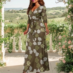 Outlet di fabbrica <span class=keywords><strong>Ulu</strong></span> foglie con fiori di ibisco Design stampa personalizzata abiti da festa donna eleganti da sera - Product Image 4