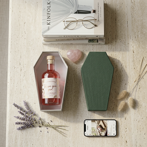 Caja de Regalo con Forma de Ataúd Personalizable, Diseño Gótico, Color Gris, con Diseño de Alienígena de Halloween, para Decoración de Fiestas - Product Image 2