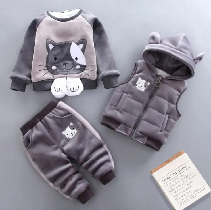 Traje de algodón de 3 piezas con diseño de Animal para niño, ropa para niña de 1 año, conjunto de ropa para niño para el calor, otoño e invierno, 2020