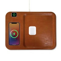 Nouveau Plateau de Recharge Sans Fil 3-en-1 15W, Boîte de Rangement à Motif Cuir, Organisateur de Bureau, Vente en Gros, Cadeau d'Anniversaire YS-21 Fabriqué [Origine]