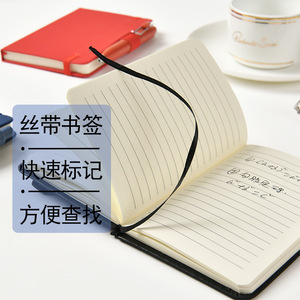 A6 Pocket Notebook Hardcover PU Paper 80gsm With Gel <b>Pen</b> Holder Business Office Use - Product Image 1