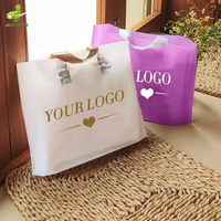 Sac en Polyéthylène Personnalisé avec Poignées Boucles LDPE/HDPE, Sac de Courses en Plastique Cabas avec Votre Logo pour l'Emballage de Vêtements, Sac à Fond Élargi