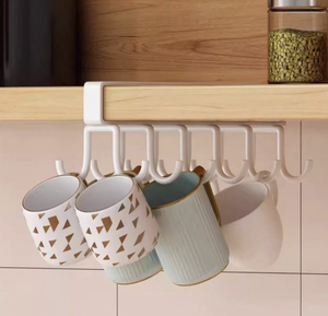 Wholesale Double-Row <b>Hook</b> Hanging Rod Hole-Free Kitchen Utensil Rack Double-Tier <b>Wall</b> for Bathroom Storage - Product Image 2