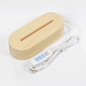 New 3-Tone Oval Wooden Lamp Holder with 3D Crystal <b>Ball</b> Portable USB <b>LED</b> Night Light Remote Control Middle Sizes - Product Image 1