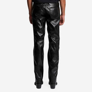 Pantalon en cuir streetwear élégant, dernière mode, pantalon en cuir droit décontracté pour homme, pantalon en cuir moderne et stylé pour homme - Product Image 3