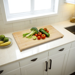 Planche à découper rectangulaire en bambou personnalisée pour cuisinière et comptoir avec 4.5cm d'épaisseur durable et facile à nettoyer - Product Image 2