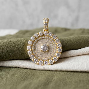 Pendentif Médaillon Rond Iced Out en Argent 925 avec Diamant Moissanite, Bijou Personnalisé de Luxe Hip Hop pour Fêtes et Événements - Product Image 2