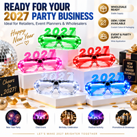 Lunettes de Nouvel An lumineuses 2027, lunettes LED pour fête, accessoires de déguisement originaux, vente en gros