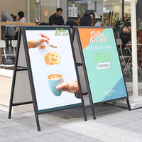 Panneau publicitaire pliable double face en forme de A, robuste, avec glissière latérale, pour affichage de posters publicitaires en extérieur