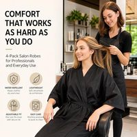Gaun Grosir untuk Salon Kecantikan, Tata Rambut, SPA, dengan Logo Kustom, Kimono, Jubah Barber untuk Wanita dan Pria, Jubah Hitam