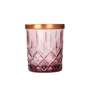 Venta al por mayor 10 oz 300ml lujo <span class=keywords><strong>Geo</strong></span> redondo portavelas de vidrio con tapa 550ml oro rosa tarros vacíos para la fabricación de velas con tapa de Bambú - Product Image 3