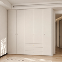 Armario Moderno Personalizado para Dormitorio Infantil, Armario de Madera Curvo en Color Blanco Hueso con Cajones