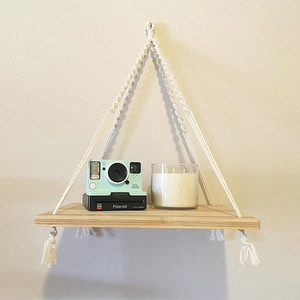 Bohème Fait Main Mignon Bébé Enfants Chambre Coton 2 Niveaux <span class=keywords><strong>Macramé</strong></span> <span class=keywords><strong>Suspendu</strong></span> Étagère Murale Artisanat - Product Image 4
