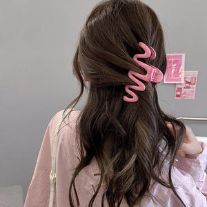 Candy Color Wavy Hollow Claw Summer Niche Hairpin Female Back Head Hair Shark Clip Ins Simple Grab Clip - Product Image 3