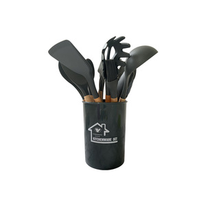 12 Piece Silicone Cookware Set with <strong>Wooden</strong> Handles 1 Set of <strong>Kitchen</strong> <strong>Accessories</strong> <strong>and</strong> Cooking Tools for Home <strong>Kitchen</strong> Use - Product Image 5