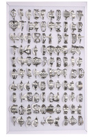 100 Pièces/Boîte Bagues de Mode Mixtes Argent et Or Pas Chères pour Femmes, Set de Bijoux de Mariage et de Fiançailles, Lot en Gros, Bagues Homme en Acier Inoxydable