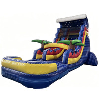 Toboggan aquatique gonflable sur le thème de l'océan tropical, toboggan aquatique gonflable commercial robuste pour la location, les entreprises et les festivals