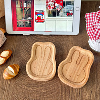 Kt Mignon Dessin Animé Poli En Bois Ketchup Plat Exquis Petit Plat De Saveur Jetable Plat De Trempage Haut Fait En Bois De Caoutchouc