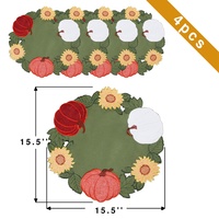 OWENIE Automne Récolte Citrouille Ronde Cutwork Brodé Tapis Cuisine De Luxe Tissu Fleur Napperons Table