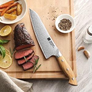 Mới lạ Sharp thép Composite dao nhà bếp bền Olive gỗ xử lý <span class=keywords><strong>granton</strong></span> cạnh đầu bếp dao - Product Image 3