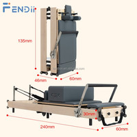 Équipement de résistance réglable, lit de réforme Pilates pliable en érable et chêne pour salle de sport à domicile