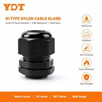 Presse-étoupe en nylon vierge PA66 de type M Yingde Te, ignifuge, résistant aux hautes températures, étanche, connecteur de câble M20