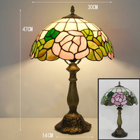   Lampe de table en verre teinté, lampe de bureau 12 pouces (40 cm), décoration de chambre à coucher, éclairage intérieur, éclairage classique antique