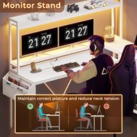 Nouvelle table d'angle de jeu pour ordinateur en forme de L double face avec support d'écran, bande LED et prise de courant USB
