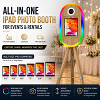 Expédition Rapide – Coque ovale en bois grainé pour iPad, support de caméra DSLR 10,2-13 pouces, kiosque photo avec flight case pour événements et fêtes