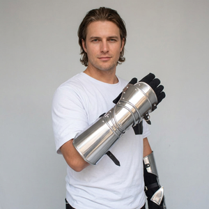 Medieval Knight Gauntlets Stainless Steel <b>Silver</b> Plated Antique Style Polished Armor <b>Gloves</b> - Product Image 1