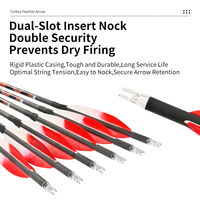 6 Paket 4'' Panah Bulu Kalkun Karbon Murni .003 Straightness Spine 250-600 untuk Panahan Recurve Compound Bow Target Shooting