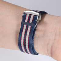 Bracelet de montre en nylon noir personnalisé avec boucle déployante, style ceinture de sécurité, 22mm 20mm