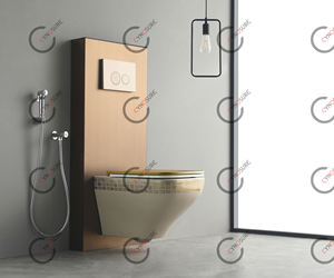 Housse de siège de toilette plaqué or, 13mm, sans bords, réservoir d'eau caché, pour salle de bains, Bidet de toilette, plaqué or - Product Image 2