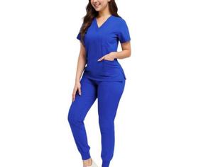 कारखाना अस्पताल कस्टम लोगो ब्यूटी सैलून वी-गर्दन जॉगर आकस्मिक दो टुकड़ा डॉक्टर खिंचाव नर्सिंग मेडिकल स्क्रैब वर्दी सेट - Product Image 6