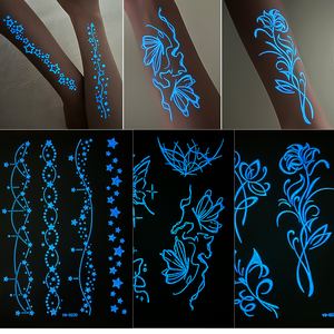 Tatuajes Temporales Minimalistas de Arte Lineal Luminoso, Decoración Corporal con Diseños de Mariposas, Serpientes y Peonías, Estética Vanguardista, Resistentes al Agua y No Reflectantes - Product Image 3