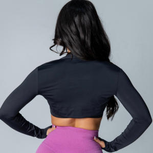 2024 Venta caliente ropa logotipo personalizado diseño mujeres manga larga Crop Tops fabricante de ropa Fitness Yoga <span class=keywords><strong>Bolero</strong></span> para mujeres - Product Image 3