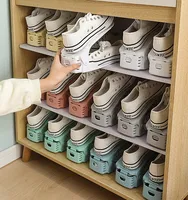 Meuble à chaussures moderne multifonctionnel à double niveau réglable et durable en plastique